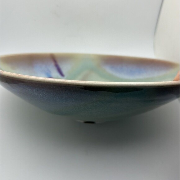 James Sleeper Studio Art Pottery Bowl Green Purple Asian Style Graduated Plate - Picture 6 of 6